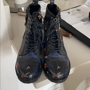 Alice and Olivia flower combat boot